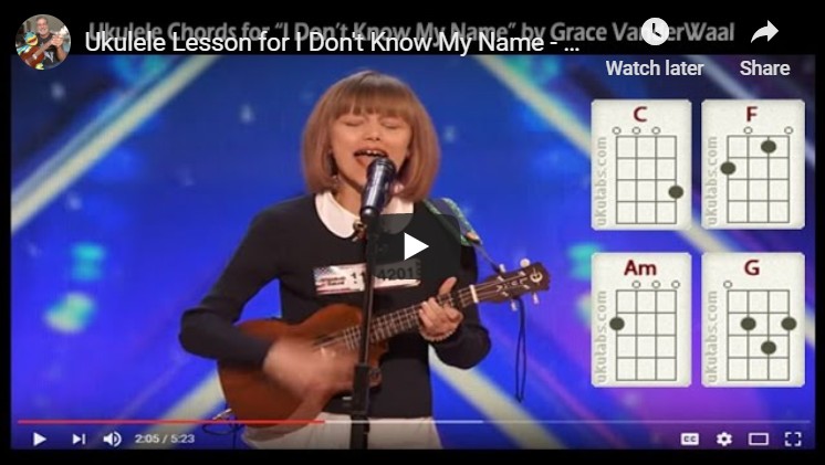 Ukulele Lesson for I Don’t Know My Name - Grace Vanderwaal.